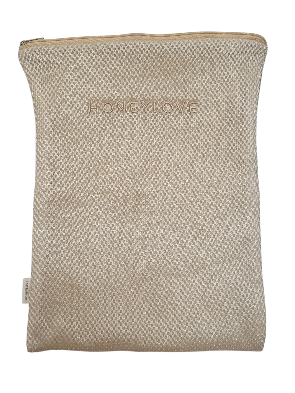 Honeylove Neutral Beige Mesh Zippered Pouch Laundry Bag Sac Logo 12 x 8.5 in
